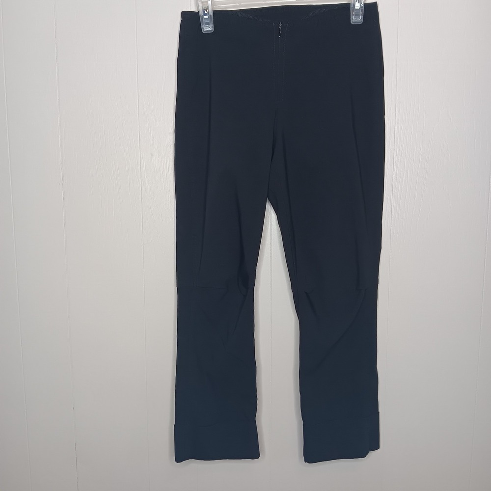 Porto Vespa Cropped Pants Womens Size 1 Black Cuffed Stretchy Zip Front Casual